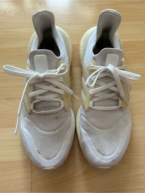 adidas Off-White and Cream Knit Lace-Up Sneakers